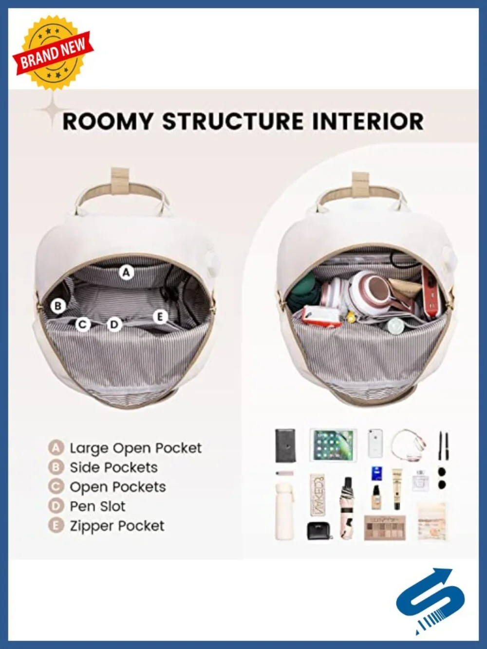 Mini Backpack with USB Port Waterproof Nylon Daypack for Travel